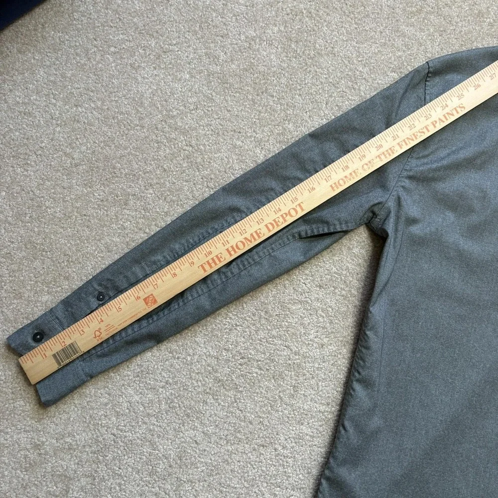 Lululemon‎ Shirt Mens Medium Gray Solid Button Up Long Sleeve Stretch Casual